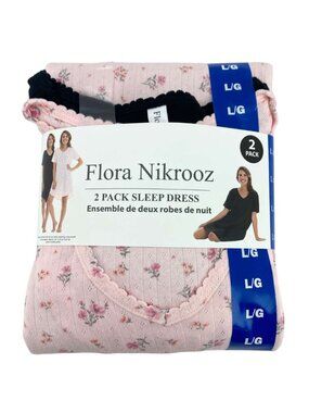 FN Flora Nikrooz Women's Sleep Dress Set | 2 Pieces | Pink & Black | Large